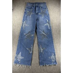 Vibrant M.I.U. Star‎ Jeans Juniors 11 W29 Blue Denim High Rise Straight Raw Hem
